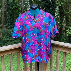 Vintage 80s 90s David Matthew Berry/Paisley Short-Sleeve shirt, size L